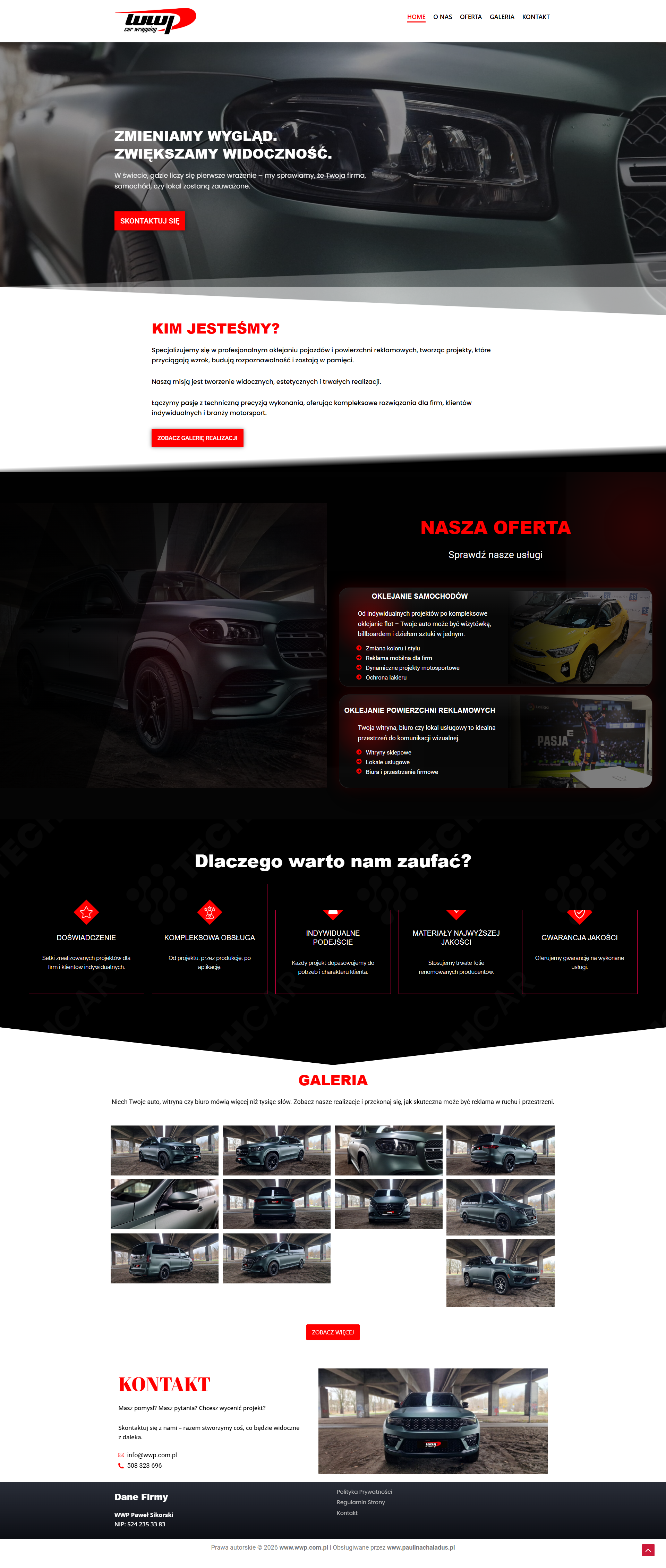 WWP Car Wrapping — widok na komputerze