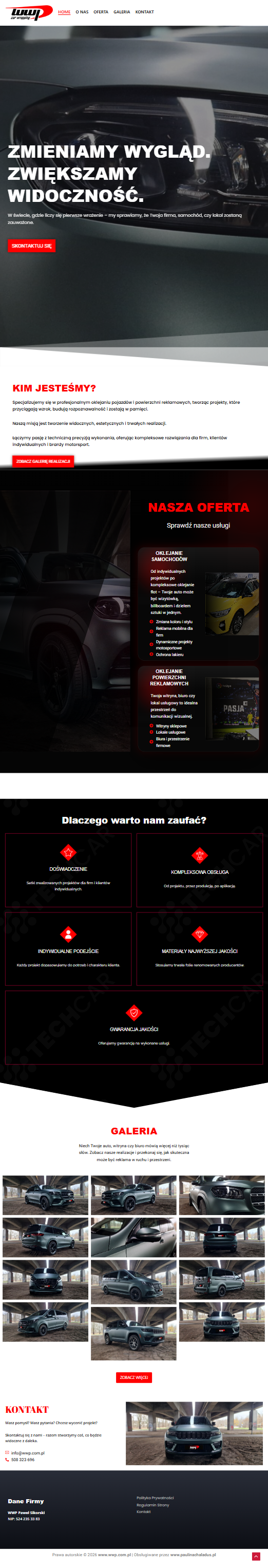 WWP Car Wrapping — widok na tablecie